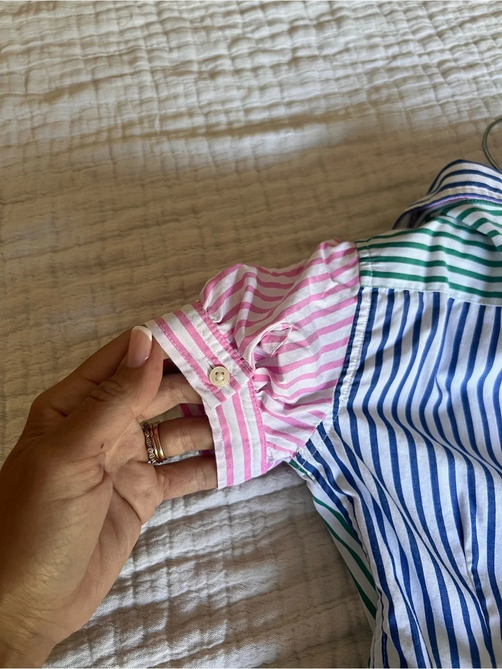 Ralph Lauren Girls Multistripe Shirt Dress in Blue, Green, Yellow & Pink